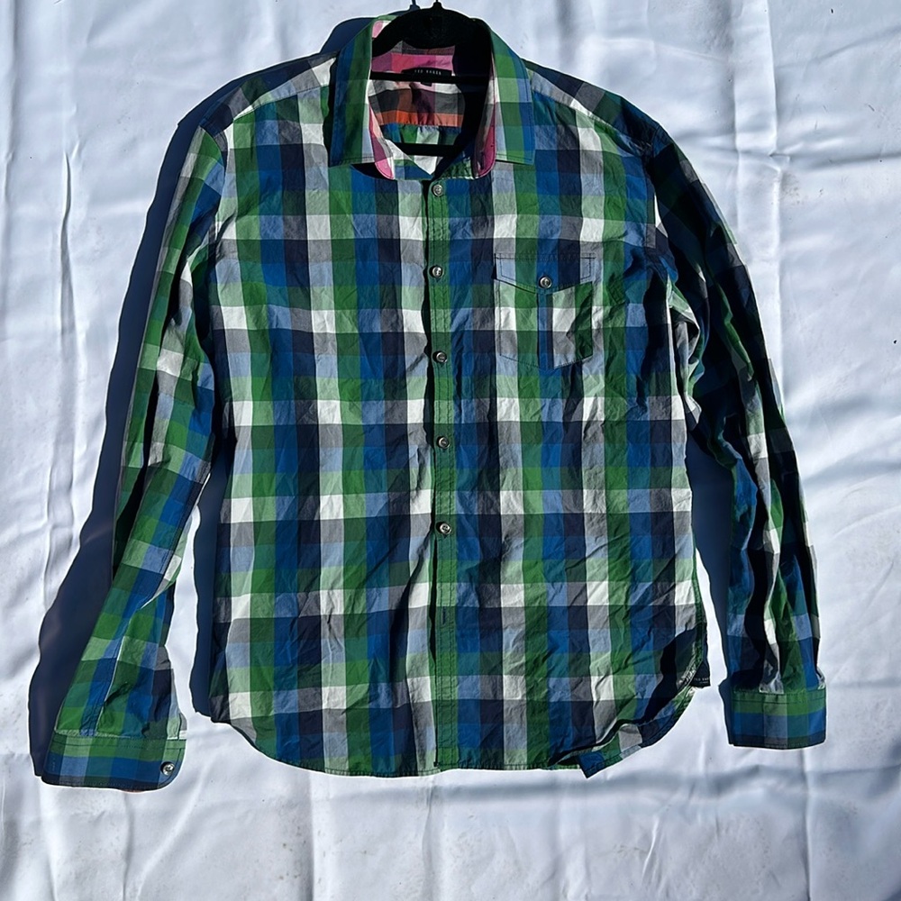 Ted Baker Mens Plaid Button Down Shirt Size 6